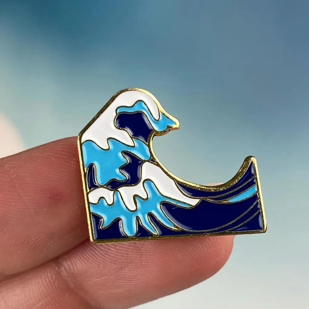 Blue Ocean Wave Enamel Pin/ Brooch Lapel